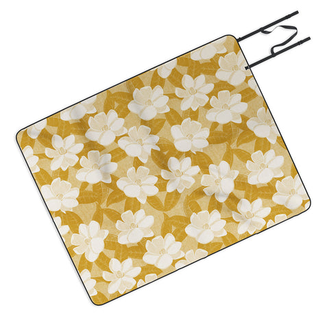 Little Arrow Design Co magnolia flower mustard Picnic Blanket