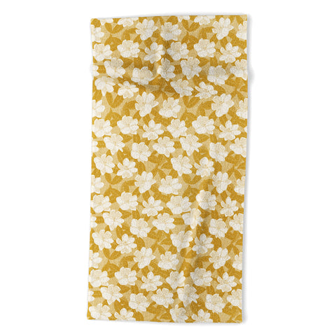 Little Arrow Design Co magnolia flower mustard Beach Towel