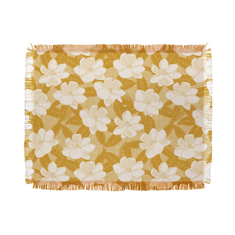 Little Arrow Design Co magnolia flower mustard Throw Blanket