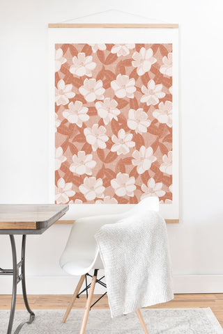 Little Arrow Design Co magnolia flower terracotta Art Print And Hanger