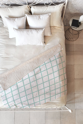 Little Arrow Design Co mint grid Fleece Throw Blanket