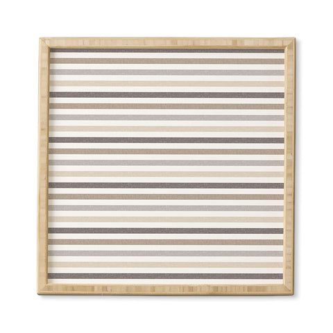 Little Arrow Design Co mod neutral linen stripes Framed Wall Art