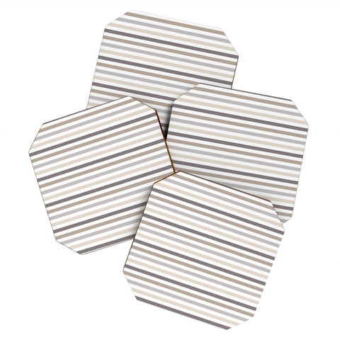 Little Arrow Design Co mod neutral linen stripes Coaster Set