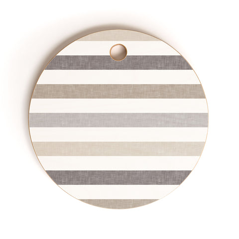 Little Arrow Design Co mod neutral linen stripes Cutting Board Round