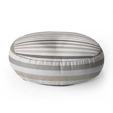 Little Arrow Design Co mod neutral linen stripes Floor Pillow Round