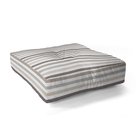 Little Arrow Design Co mod neutral linen stripes Floor Pillow Square