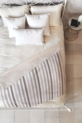 Little Arrow Design Co mod neutral linen stripes Fleece Throw Blanket