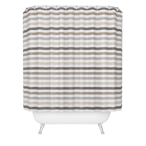 Little Arrow Design Co mod neutral linen stripes Shower Curtain