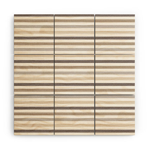 Little Arrow Design Co mod neutral linen stripes Wood Wall Mural