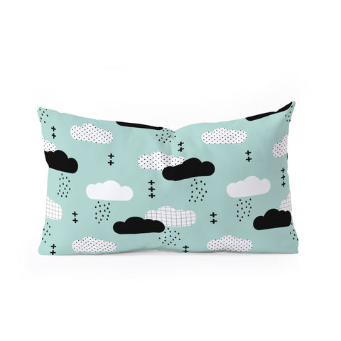 Little Arrow Design Co modern clouds on dark mint Oblong Throw Pillow