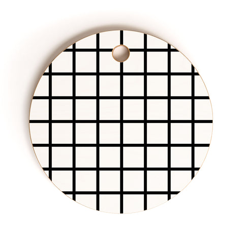 Little Arrow Design Co monochrome grid Cutting Board Round