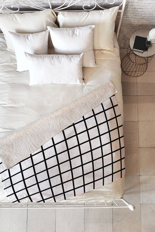 Little Arrow Design Co monochrome grid Fleece Throw Blanket