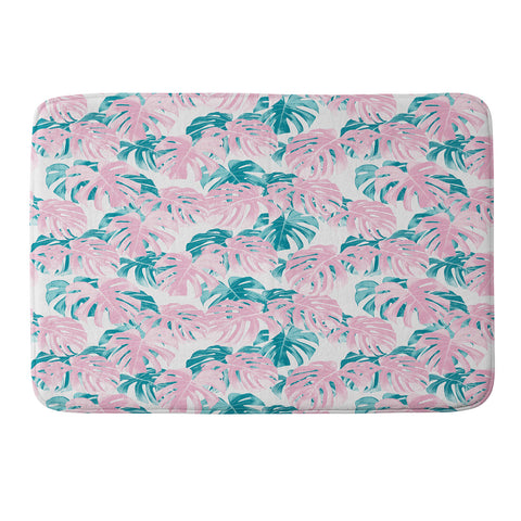 Little Arrow Design Co Monstera Deliciosa Pink Memory Foam Bath Mat
