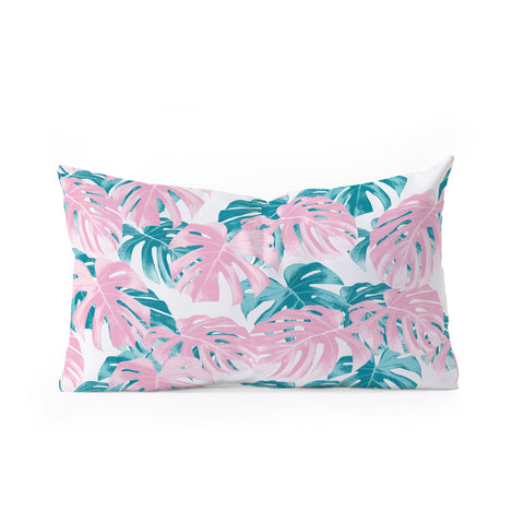 Little Arrow Design Co Monstera Deliciosa Pink Oblong Throw Pillow