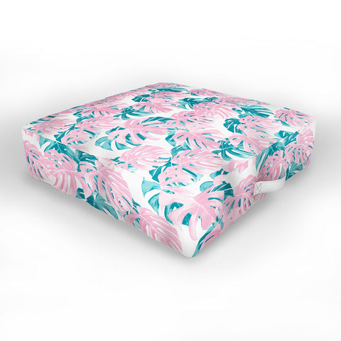 Little Arrow Design Co Monstera Deliciosa Pink Outdoor Floor Cushion