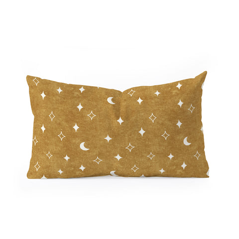 Little Arrow Design Co moon and stars mustard Oblong Throw Pillow