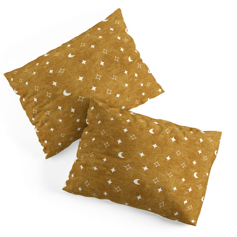 Little Arrow Design Co moon and stars mustard Pillow Shams