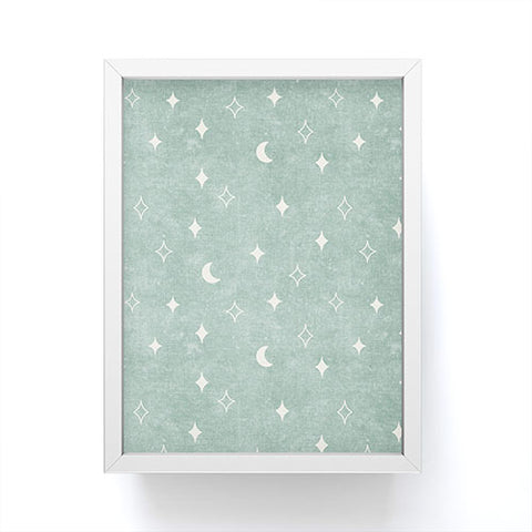 Little Arrow Design Co moon and stars surf blue Framed Mini Art Print