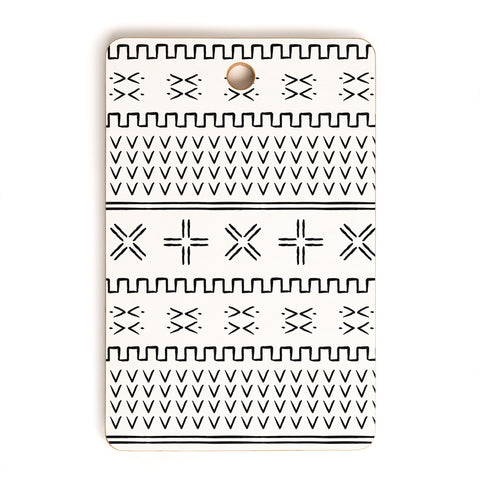 Little Arrow Design Co mud cloth arrow cross black Cutting Board Rectangle