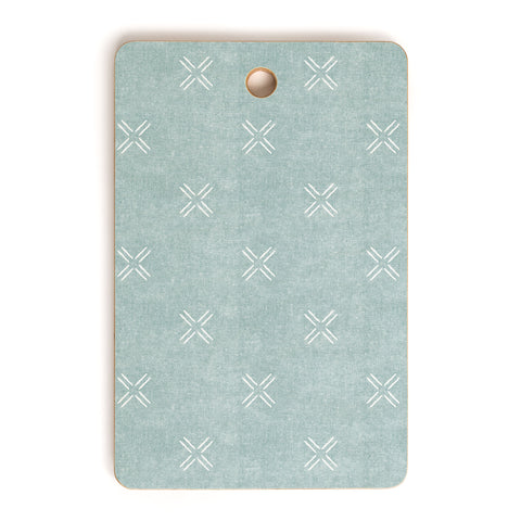 Little Arrow Design Co mud cloth cross dusty blue Cutting Board Rectangle
