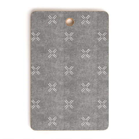 Little Arrow Design Co mud cloth cross gray Cutting Board Rectangle