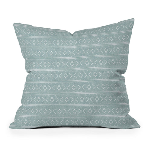 Little Arrow Design Co mud cloth stitch dusty blue Throw Pillow