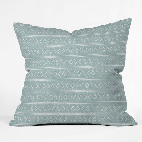 Little Arrow Design Co mud cloth stitch dusty blue Outdoor Throw Pillow