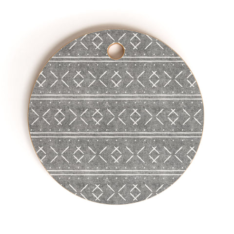 Little Arrow Design Co mud cloth stitch gray Cutting Board Round