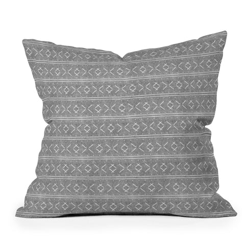 Little Arrow Design Co mud cloth stitch gray Throw Pillow
