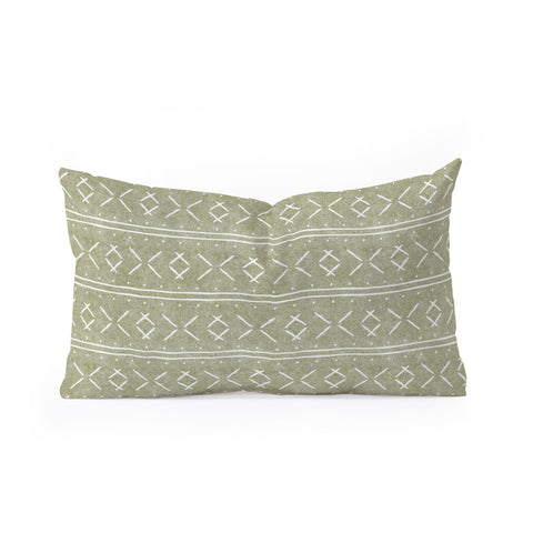 Little Arrow Design Co mud cloth stitch olive Oblong Throw Pillow