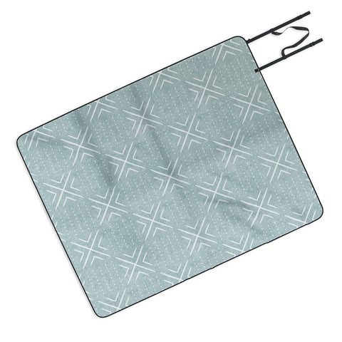 Little Arrow Design Co mud cloth tile dusty blue Picnic Blanket