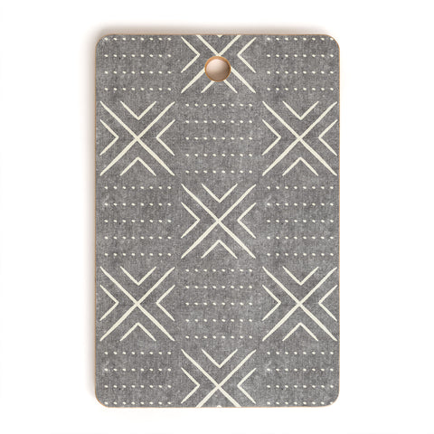 Little Arrow Design Co mud cloth tile gray Cutting Board Rectangle