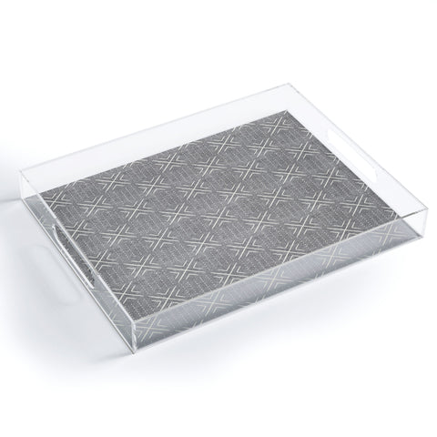 Little Arrow Design Co mud cloth tile gray Acrylic Tray