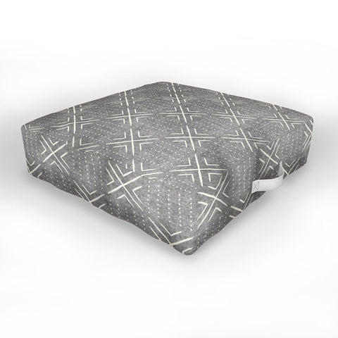 Little Arrow Design Co mud cloth tile gray Outdoor Floor Cushion