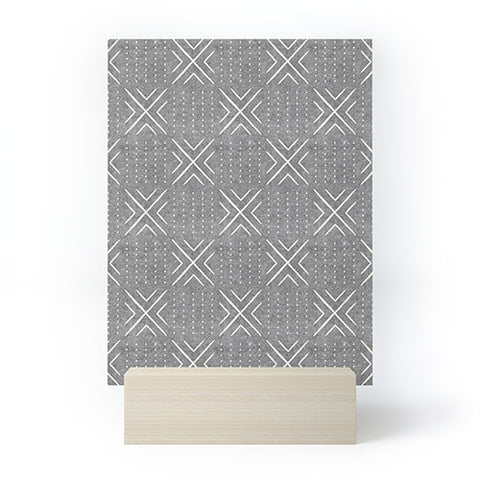 Little Arrow Design Co mud cloth tile gray Mini Art Print