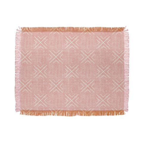 Little Arrow Design Co mud cloth tile pink Throw Blanket