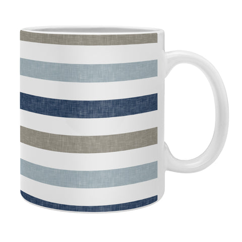 Little Arrow Design Co multi blue linen stripes Coffee Mug
