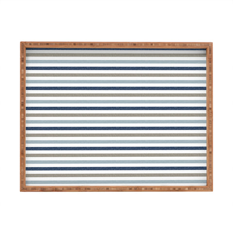 Little Arrow Design Co multi blue linen stripes Rectangular Tray