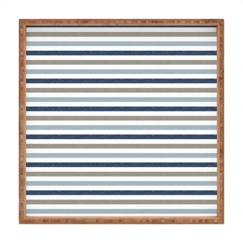 Little Arrow Design Co multi blue linen stripes Square Tray