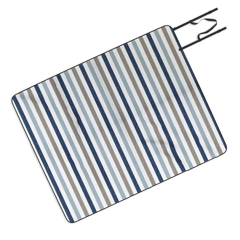Little Arrow Design Co multi blue linen stripes Picnic Blanket