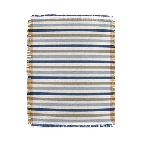 Little Arrow Design Co multi blue linen stripes Throw Blanket