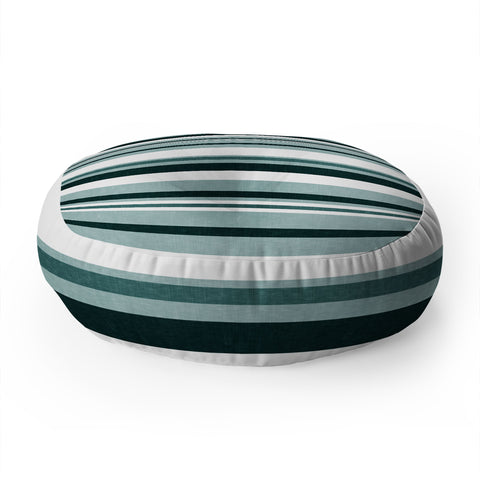 Little Arrow Design Co multi stripe dark teal Floor Pillow Round