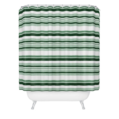 Little Arrow Design Co multi stripe seafoam green Shower Curtain