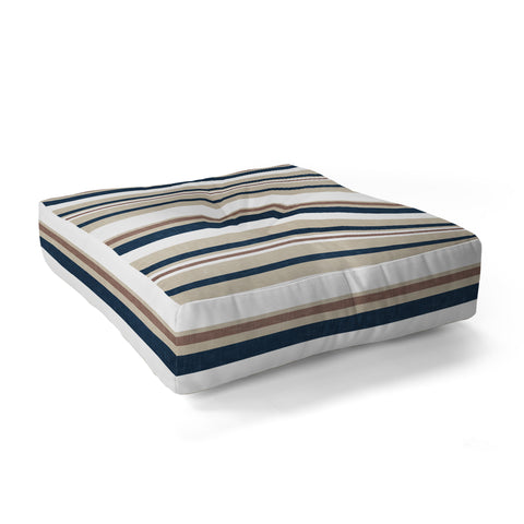 Little Arrow Design Co multi stripes tan blue Floor Pillow Square