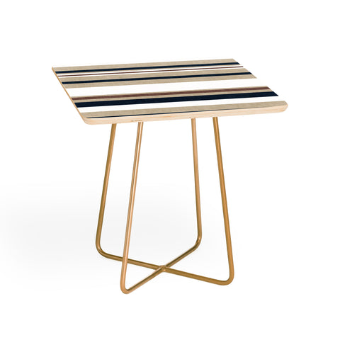 Little Arrow Design Co multi stripes tan blue Side Table