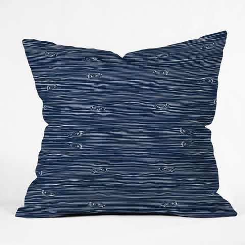 Little Arrow Design Co navy woodgrain Outdoor Throw Pillow