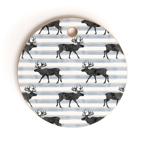 Little Arrow Design Co Nordic Reindeer Cutting Board Round