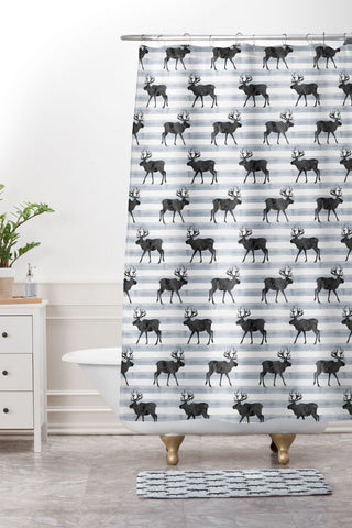 Little Arrow Design Co Nordic Reindeer Shower Curtain And Mat
