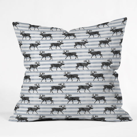 Little Arrow Design Co Nordic Reindeer Outdoor Throw Pillow