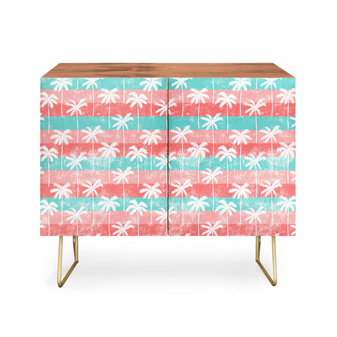 Little Arrow Design Co palm trees on pink stripes Credenza